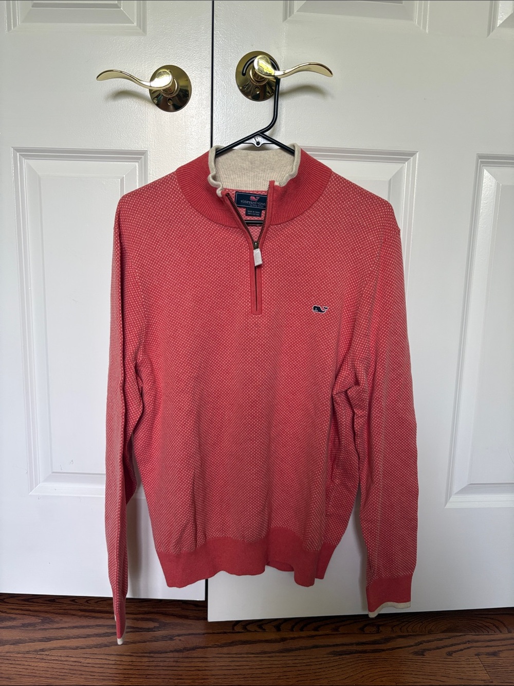 Vineyard Vines Men’s Coral Zip-Neck Sweater